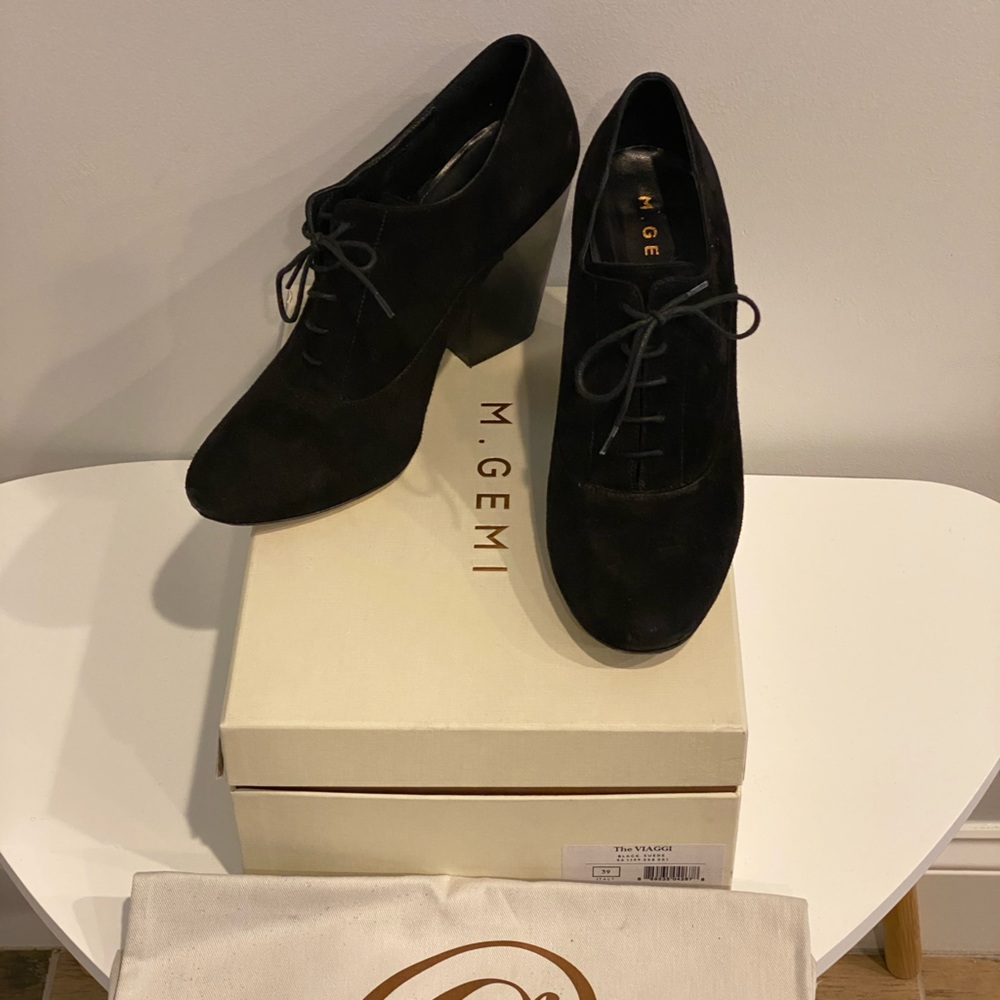 M. Gemi The Viaggi Chunky Heel Laced Shoe | Black | Mgemi oxfords
